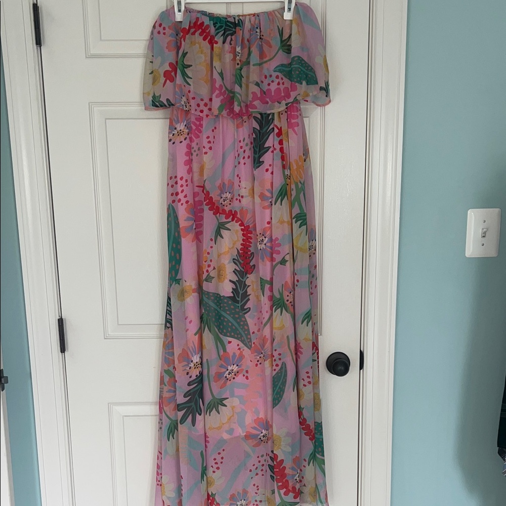 entro Pink Floral Off-Shoulder Maxi Dress
